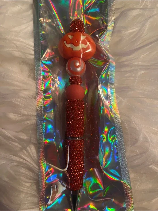 Halloween Pumpkin Sequin Orange ink pen