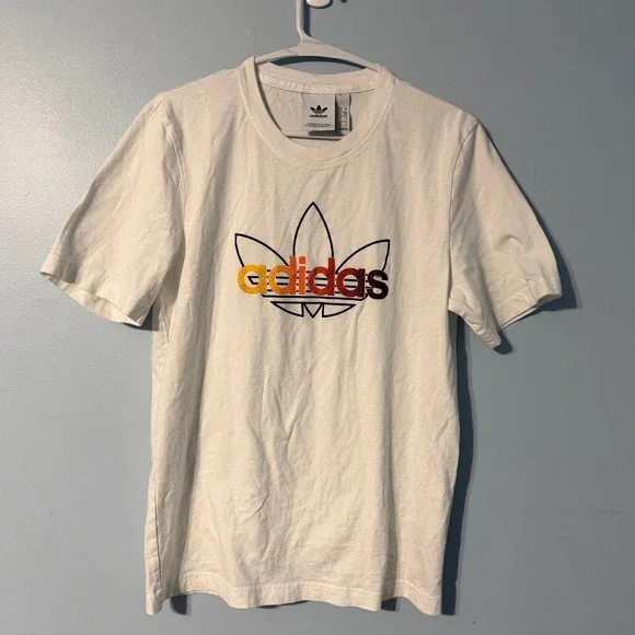 Adidas Originals‎ Trefoil Graphic T-Shirt Men's Small White Gradient Logo 0813