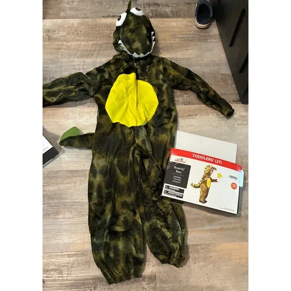 Way to Celebrate Roarin Rex Dinosaur Toddler Costume Green Camo Jumpsuit 2T