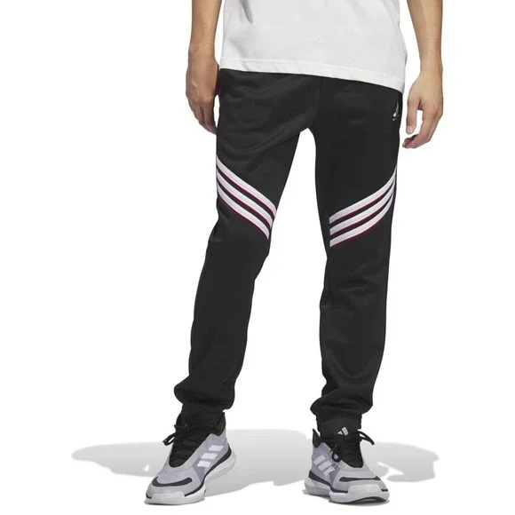 NWT Adidas Men's Crazywarm Basketball Pants - Black‎ W/Stripes - Size 2XL