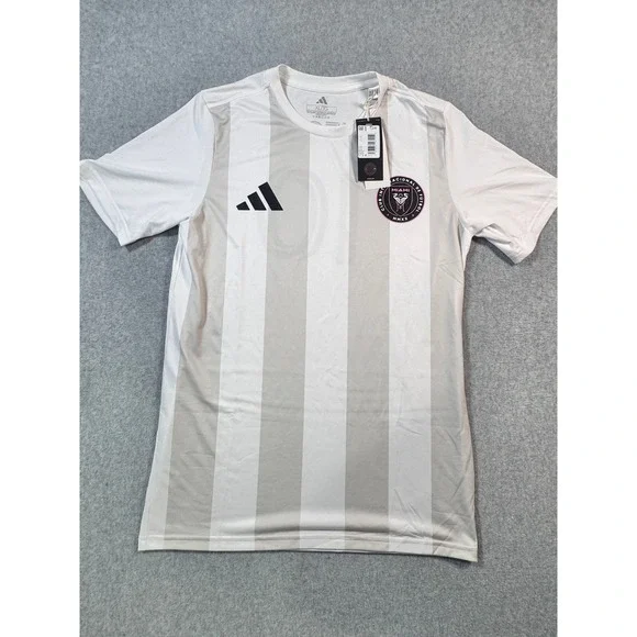 Adidas Inter Miami CF Messi Jersey Mens XL White Grey Striped MLS JW4338 NEW