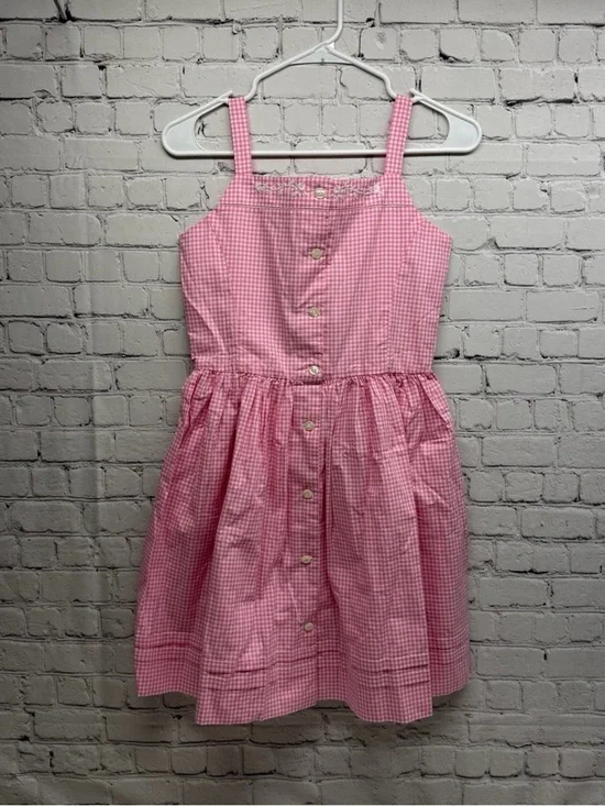 Polo by Ralph Lauren girls Pink Gingham Button-Front Sundress Sz 14 NWT
