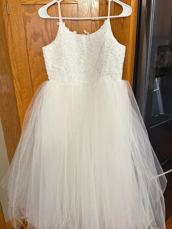 Girls White Lace Bodice Tulle Dress