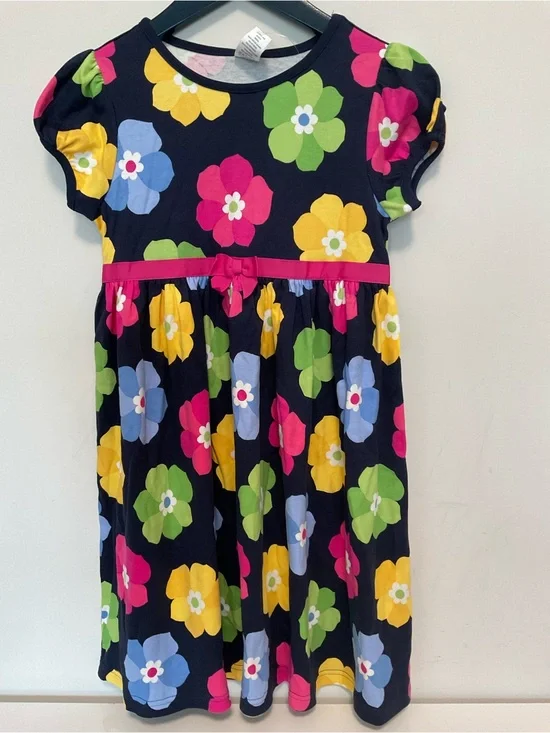 Gymboree Girls' Floral Navy Dress with Pink Ribbon Size 8 (NWT)
