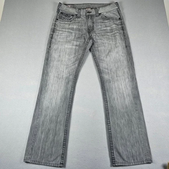 VTG True Religion Ricky Jeans Mens 33 Gray Flap Pockets Made in USA Black Patch