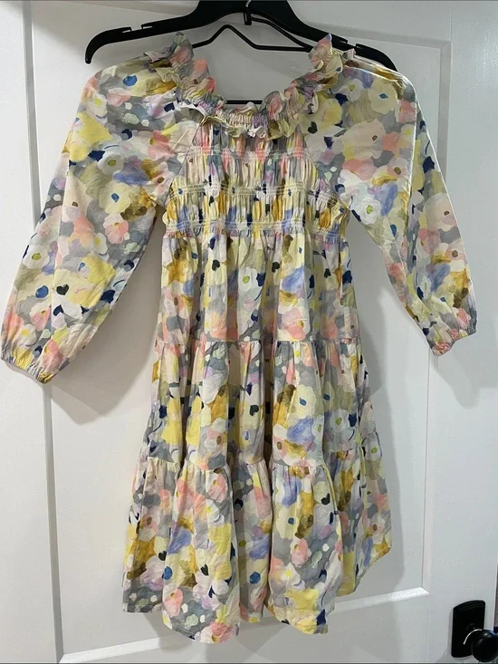 Amazon Girls Floral Smocked Tiered Dress - Yellow, Pink, Blue