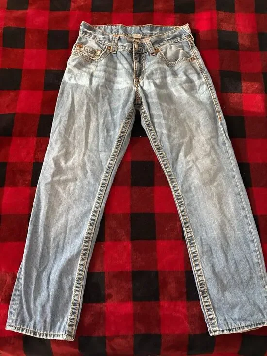 True Religion Men's Jeans Size 31x28 Slim Straight Blue Denim
