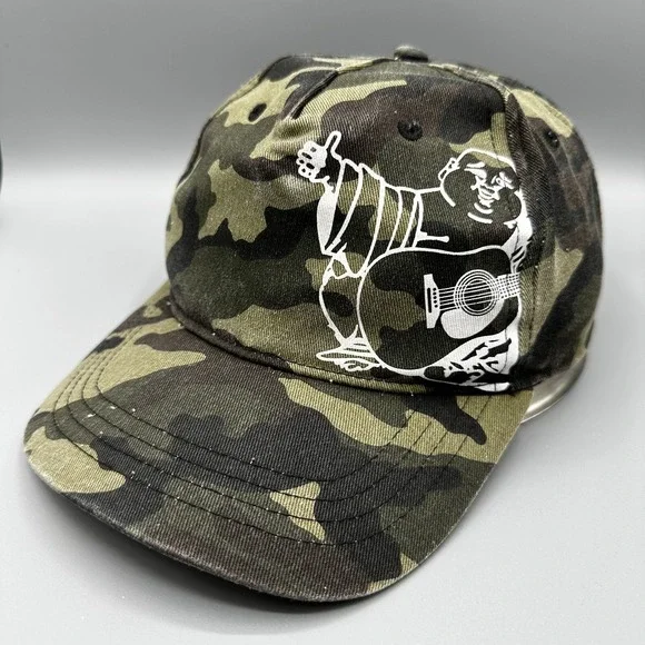 True Religion Mens Green Camo Guitar Buddha Snapback Hat Cap Army Military OSFA