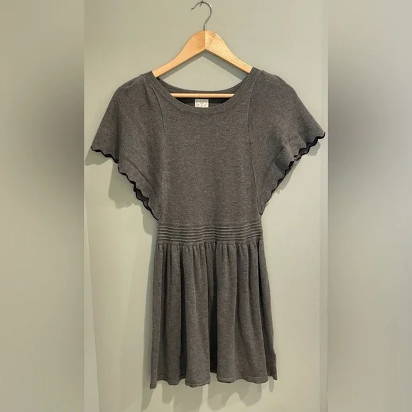 ELLA MOSS Girls Butterfly‎ Sleeve Sweater Dress Heather Grey Stretchy-Size 12