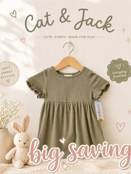 Olive Green Ribbed Dress Size 18M