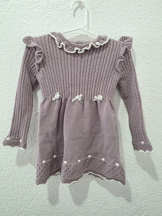 Cynthia Rowley Lavender Knit Ruffle-Trim Dress 2 Pieset Set