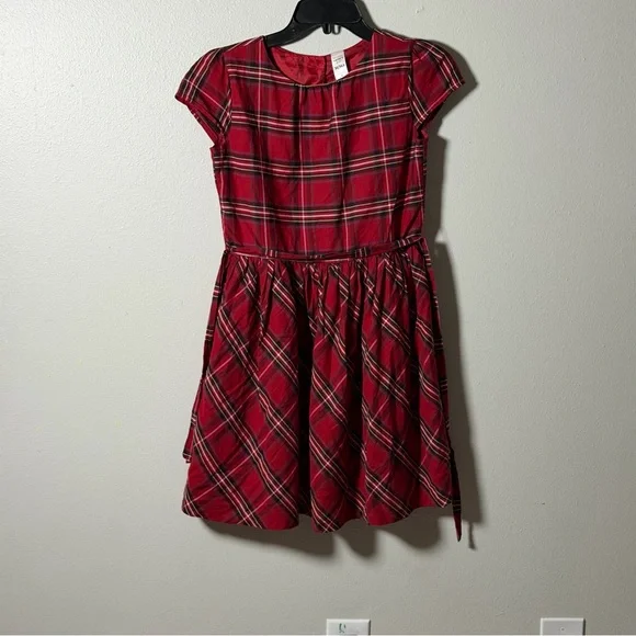 Carter’s Girls Kids Holiday Party Wedding‎ Plaid Red Sleeveless Dress size 14