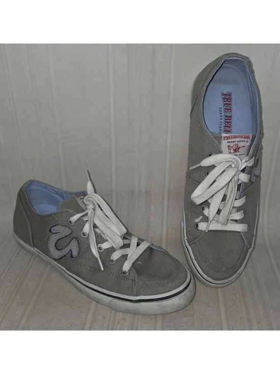 True Religion Vintage Canvas Low Top Sneakers Dark Grey Men’s Sz 10.5 TR118107j