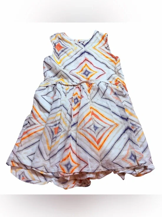 Old Navy Girls Dress Size 4T Geometric Print Sleeveless Fit & Flare Cotton