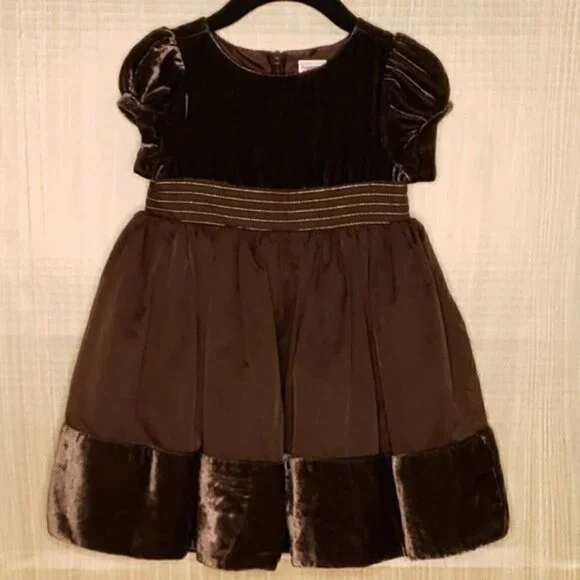 Gymboree Toddler Brown Velvet & Taffeta Feel Dress