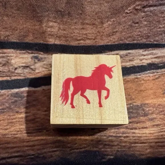Unicorn Silhouette Mini Wood Rubber Stamp Small Magical Mythical Fantasy Scrap