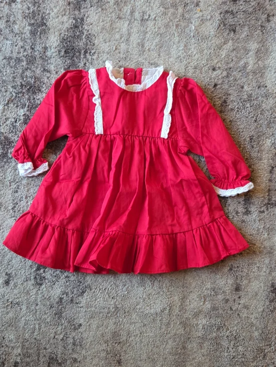 Cecil & Lou Red Dress Lace Detail Infant Size 3 Months 100% Cotton