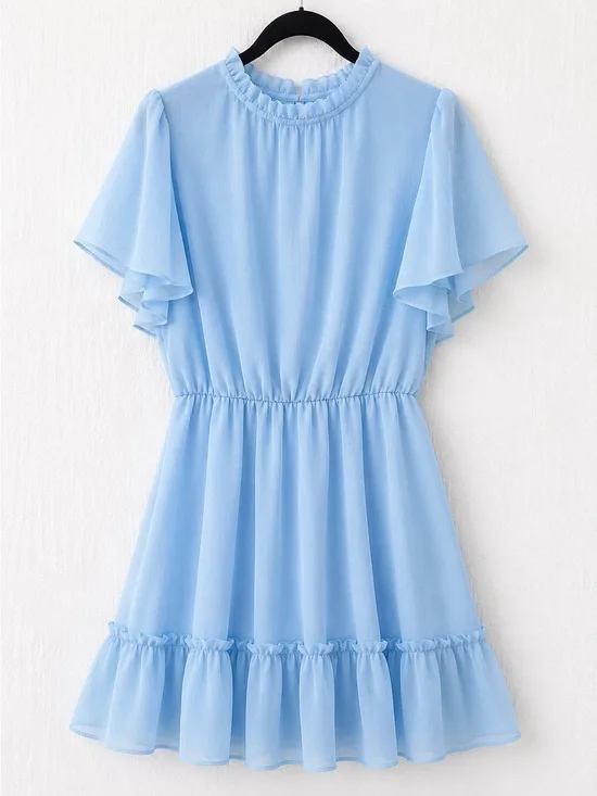 Light Blue Ruffle Flutter Sleeve Mini Dress Size Girls XL Cottagecore Romantic