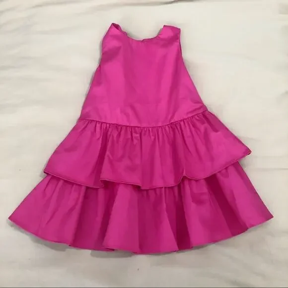 NWT J. Crew Factory Toddler Girl's Bright Pink Tiered Dress Size 3T
