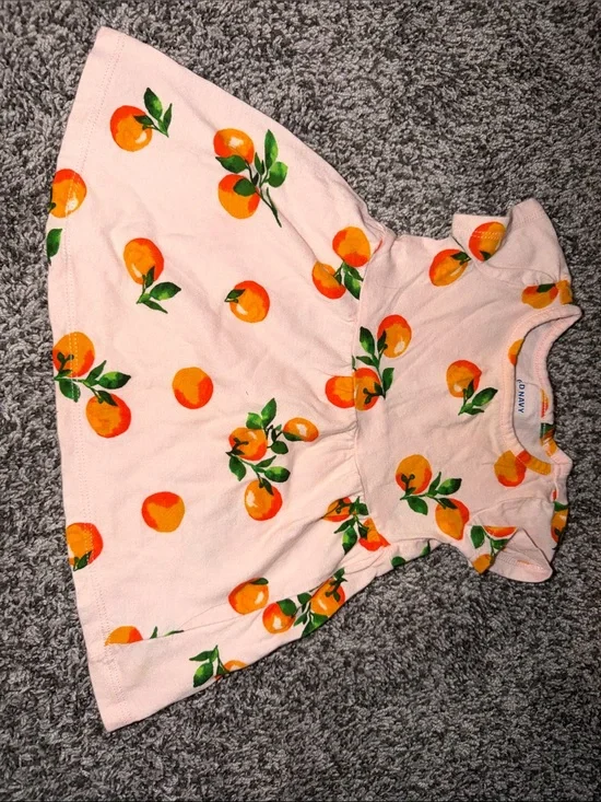 Old Navy Pink Dress with Orange Fruit Print