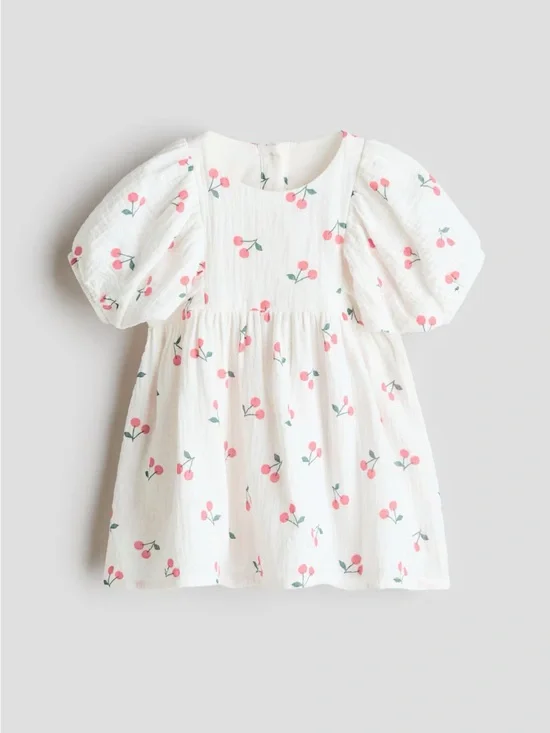 H&M White Dress with Pink Cherry Print