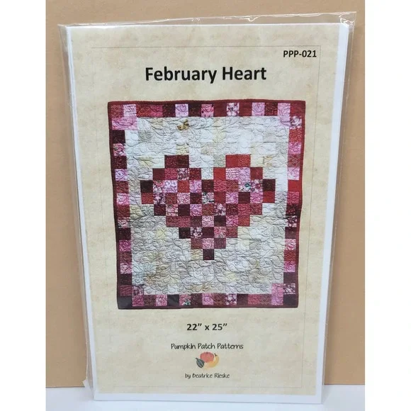 Pumpkin‎ Patch Patterns February Heart Quilt Pattern Beatrice Rieske PPP-021 New