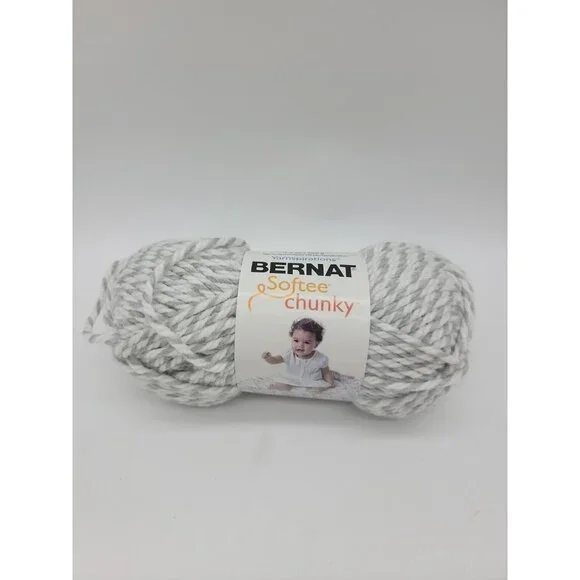 Bernat Softee Chunky Gray‎ Ragg Crochet Knit Craft Yarn NEW