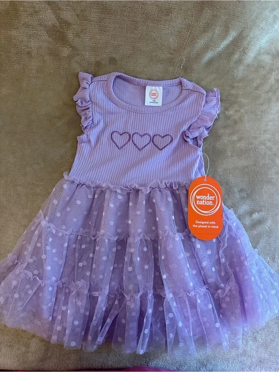 wonder nation Lavender Ruffle Dot Tulle Dress