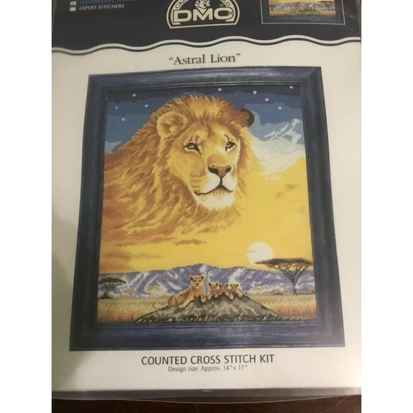 Born Free Astral Lion Counted Cross Stitch Kit By Creative World DMC New‎