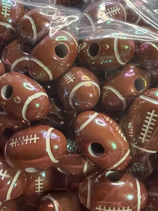 25 pcs Brown Football Beads for Home & Craft Projects