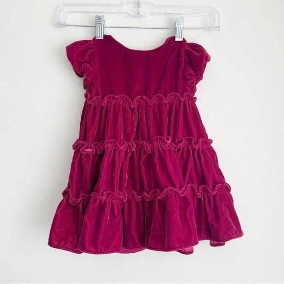 Janie and Jack velvet Dress tiered red Christmas holiday photoshoot fancy formal