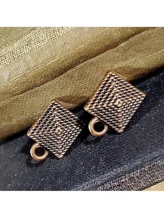 Avant Garde Antique Copper Egyptian Pyramid Dotted Earring Post Findings 2 pcs