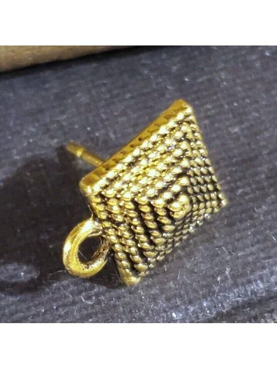 Avant Garde Antique Gold Egyptian Pyramid Dotted Earring Post Findings 2 pcs