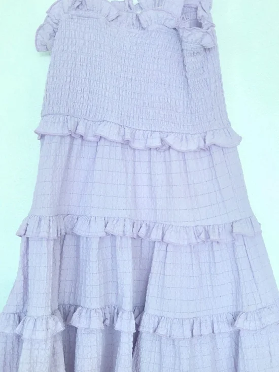 Girls' Lavender Ruffled Tiered Sundress