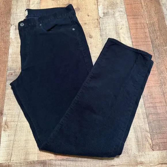 J. Crew Factory Men's Blue Corduroy Straight Leg Pants Sz 36x32 Classic Preppy