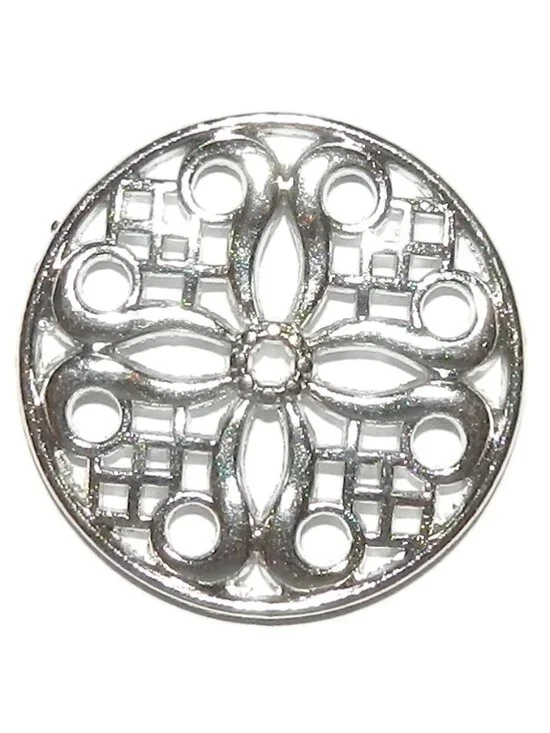 M7115 Antiqued Silver 24mm Ornate Round Link Metal Jewelry Component 10pc