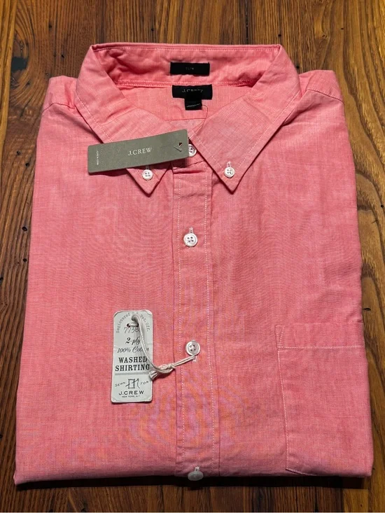 J. Crew Men’s Casual Button-Down Shirt in Coral Pink