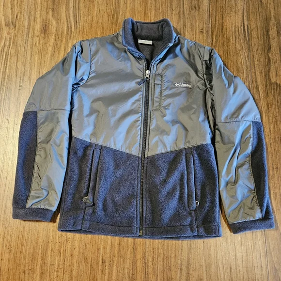Columbia Sz M 10 12 Boys Gray Full Zip Stand Collar Zip Pocket Insulated Jacket