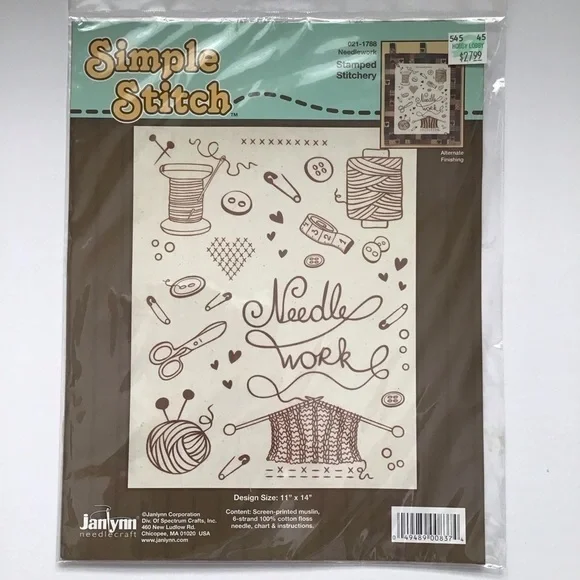 Sewing Theme Simple Stitch NEEDLEWORK Stamped Stitch Kit 11