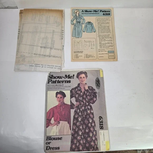 Vtg McCalls 6318 Sewing Pattern Boho Cottagecore Maxi Dress Blouse Size 6-10