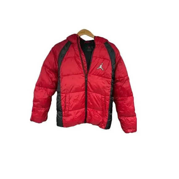 Nike Kids' Jordan Boys' Flight Puffer Jacket In Red/black Winter Coat Size Large