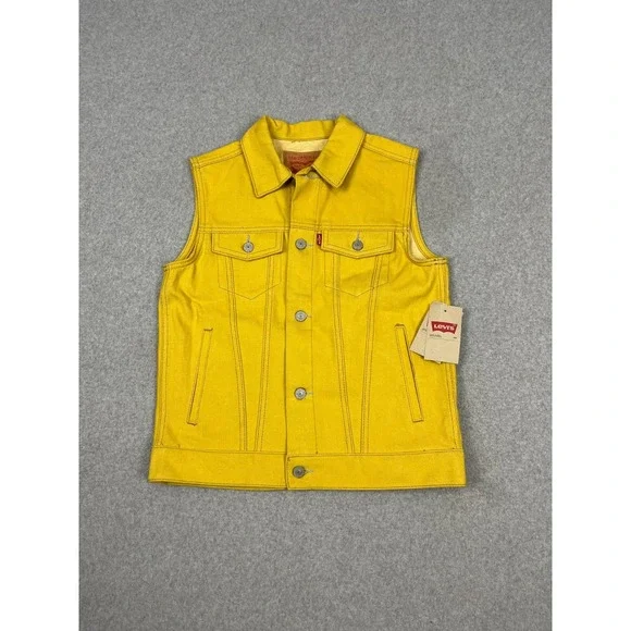 Levis‎ Denim Vest Girls L 12-13 yrs Yellow Sleeveless Button Up Cowgirl NWT