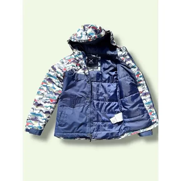Arctix Kids‎ L (14/16) Slalom Insulated Winter Ski Jacket Hooded Navy/Camo Print