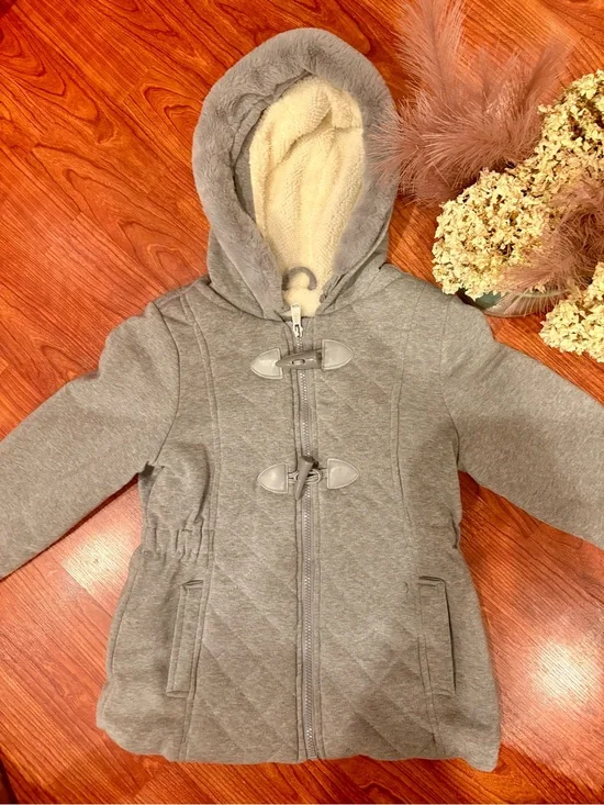 Children's Limited Too Gray Hooded Toggle Coat.