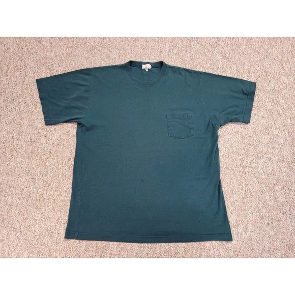 J Crew Shirt Mens XL Green Oarsman Pocket Crew Neck Short Sleeve Vintage Y2K