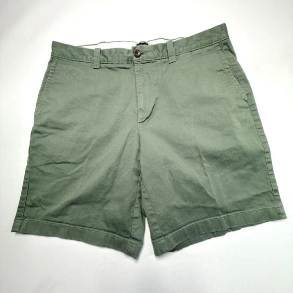 J Crew Chino Shorts Mens 35 Green 9 Inch Inseam‎ Classic Flat Front Casual
