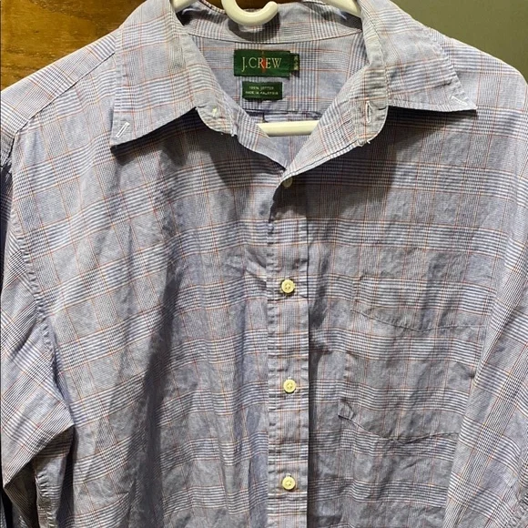 J. Crew Size 38 Blue & Red Plaid Button Down Shirt Business Casual Career