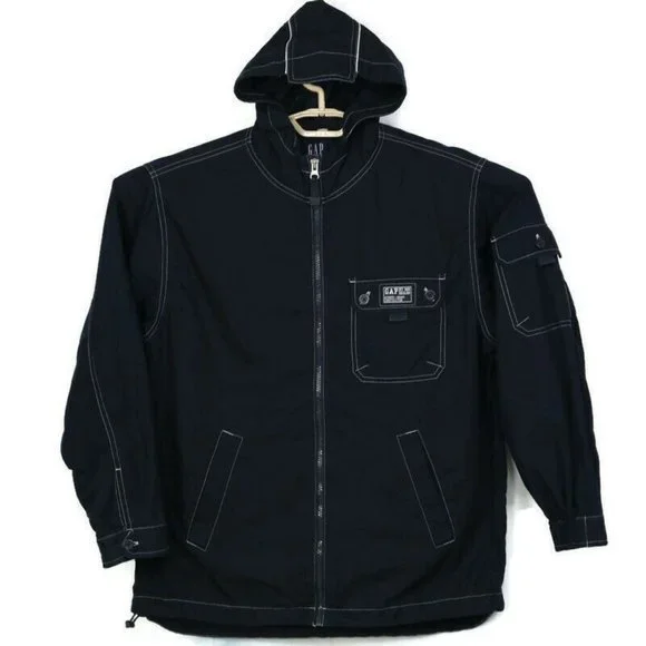 Gap Kids Girls Boys Jacket Coat Wind Breaker‎ Blue Zip Up Hooded XXL 2XL