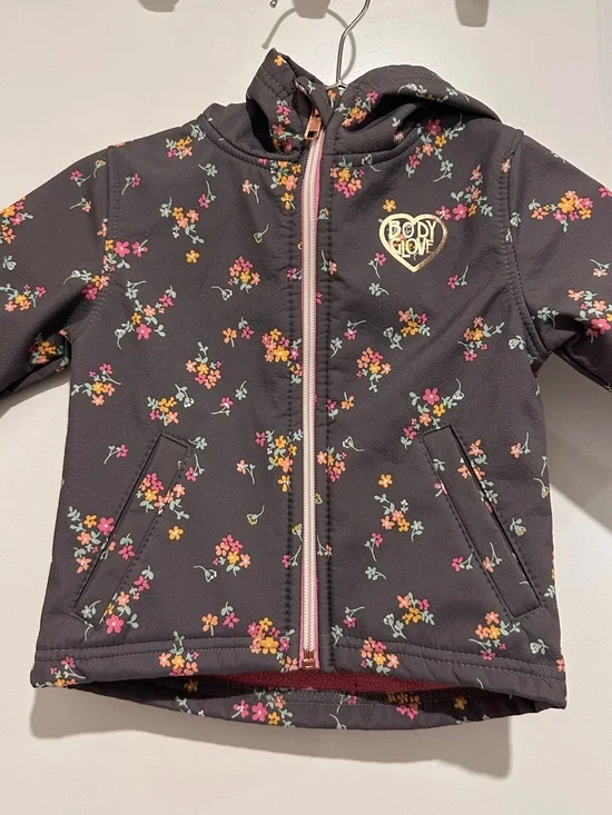 Body Glove Baby Girls' Charcoal Floral Hooded Jacket