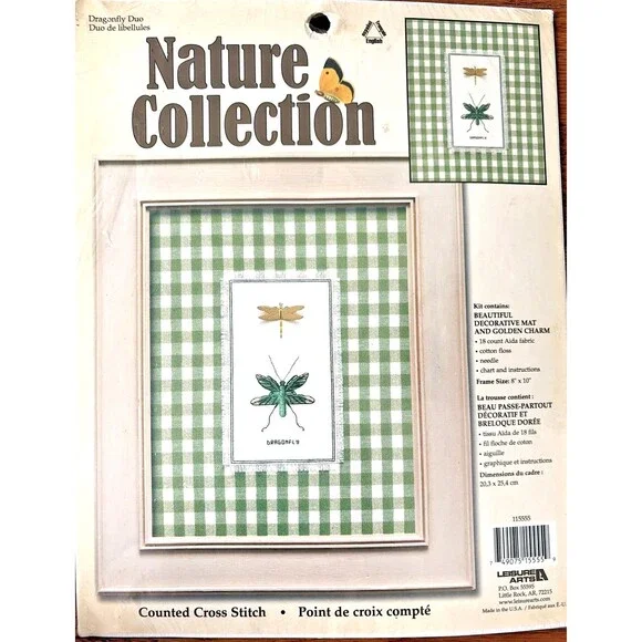 Leisure Arts Nature Collection Dragonfly Duo 115555 Cross Stitch Mat Charm